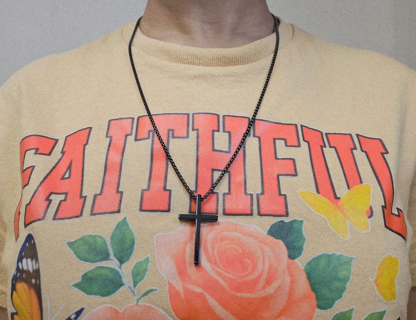 Black Stainless Steel Cross Necklace