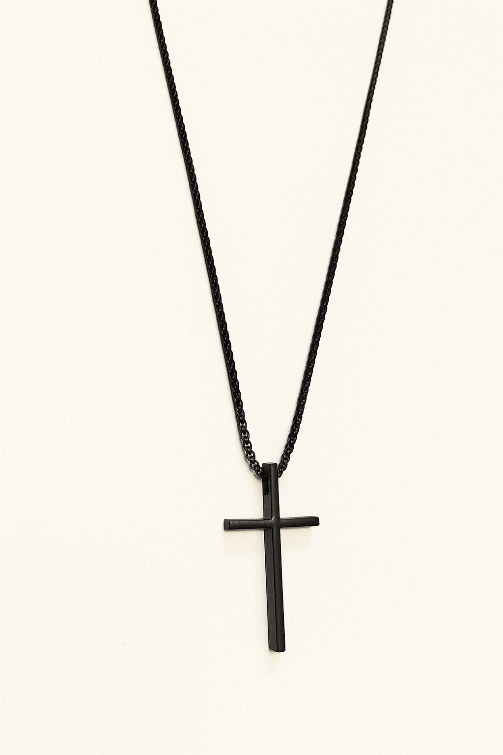 Black Stainless Steel Cross Necklace